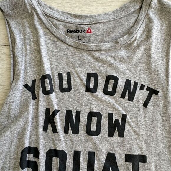 Reebok You Don’t Know Squat Tank Heather Grey L EUC - Picture 3 of 4